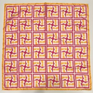 VTG Redbook R Patterned Orange Pink White Geometric Water Repellant Scarf Mod